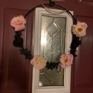 Beautiful boho-gothic- wreath pink and black